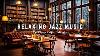 Cozy Winter Bookstore Cafe Ambience With Relaxing Jazz Instrumental Music Soft Crackling Fireplace