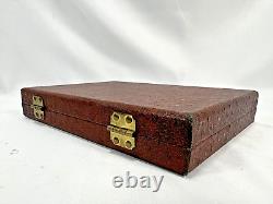 Crisloid Vintage Backgammon Travel Set Coffee Swirl Brown Ostrich Leather