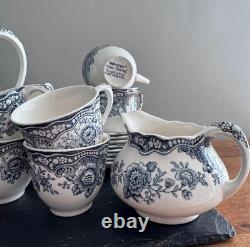 Crown Ducal'Bristol' Blue & W Tea/Coffee Vintage Ironstone 1930s 8 Duos