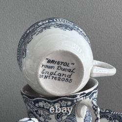 Crown Ducal'Bristol' Blue & W Tea/Coffee Vintage Ironstone 1930s 8 Duos