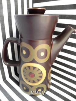 Denby Arabesque Coffee Set, Vintage 1970s. One Pot With Six Cups And Saucers