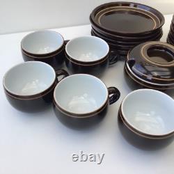 Denby Gourmet Chocolate brown Part tea Coffee set milk sugar vintage Cafe Retro