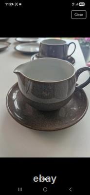 Denby Pottery Greystone vintage tee/coffee set, cups, saucers and dessert plates