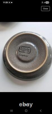 Denby Pottery Greystone vintage tee/coffee set, cups, saucers and dessert plates