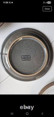 Denby Pottery Greystone vintage tee/coffee set, cups, saucers and dessert plates