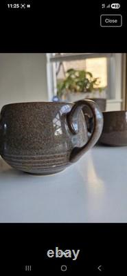 Denby Pottery Greystone vintage tee/coffee set, cups, saucers and dessert plates