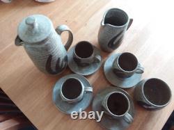 Dennis Lucas Signed HASTINGS POTTERY 1970's Vintage Coffee Pot Set