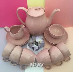 Early Vintage, Retro Johnson Brothers Pink Coffee Set For Six Rose Cloud