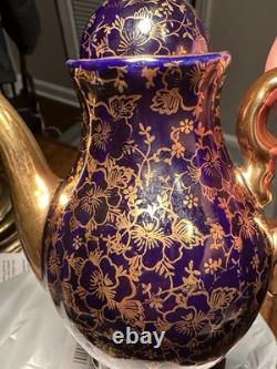 Echt Kobalt Bavarian Porcelain Tea/Coffee Set Kobalt Blue With 24kt Gold Trim VTG