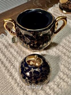Echt Kobalt Bavarian Porcelain Tea/Coffee Set Kobalt Blue With 24kt Gold Trim VTG