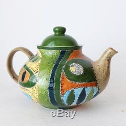 Eduardo Vega vintage ceramic tea coffee set handpainted, Cuenca Equador