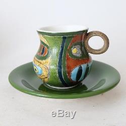 Eduardo Vega vintage ceramic tea coffee set handpainted, Cuenca Equador