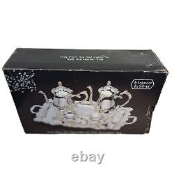 Elegance In Silver Four Piece Tea & Coffee Set With Rectangle Tray Boxed Vintage