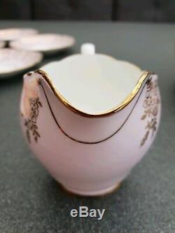 Elegant Pink & Gold Rare Vintage 1947 Adderley English Bone China Tea Coffee Set