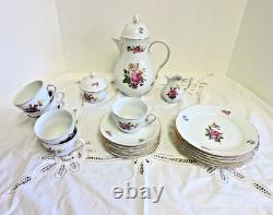 Elegant Vintage Chocolate / Coffee Set 21 pc Floral with Gold Trim FREE SHIP