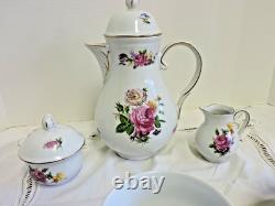 Elegant Vintage Chocolate / Coffee Set 21 pc Floral with Gold Trim FREE SHIP