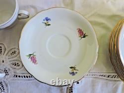 Elegant Vintage Chocolate / Coffee Set 21 pc Floral with Gold Trim FREE SHIP