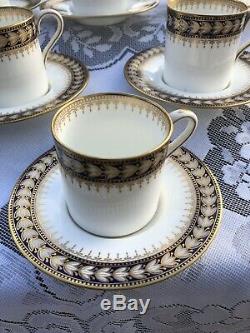 Elegant Vintage Wedgwood Bone China Coffee Set, Blue, White & Gold