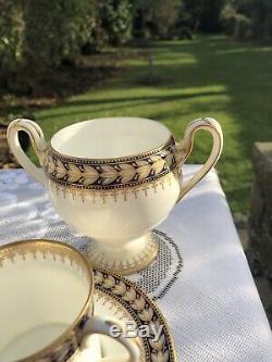 Elegant Vintage Wedgwood Bone China Coffee Set, Blue, White & Gold