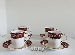 Elizabethan Burgundy Coffee Cups Saucer Vintage Set