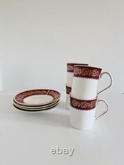 Elizabethan Burgundy Coffee Cups Saucer Vintage Set