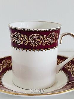 Elizabethan Burgundy Coffee Cups Saucer Vintage Set