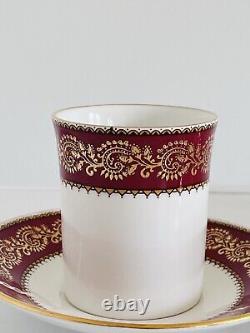 Elizabethan Burgundy Coffee Cups Saucer Vintage Set