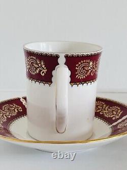 Elizabethan Burgundy Coffee Cups Saucer Vintage Set