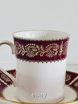 Elizabethan Burgundy Coffee Cups Saucer Vintage Set