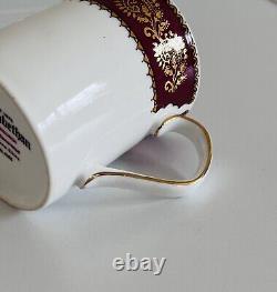 Elizabethan Burgundy Coffee Cups Saucer Vintage Set