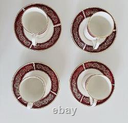 Elizabethan Burgundy Coffee Cups Saucer Vintage Set