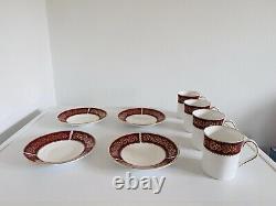 Elizabethan Burgundy Coffee Cups Saucer Vintage Set