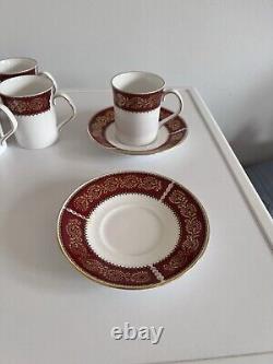 Elizabethan Burgundy Coffee Cups Saucer Vintage Set