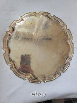 Espresso Tray Set for 6 Porcelain & Silver Plate Vintage c1950