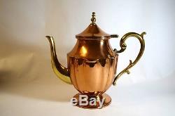Euc Rare Vintage Copper 5 Piece Tea/coffee Service Set With Brass Handles