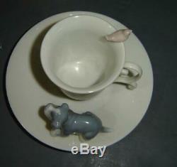 Exceptional Vintage Retired Lladro 14 Pieces Coffee Set Puppy Dogs Theme RARE