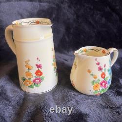 Extensive Vintage Crown Staffordshire Coffee Tea Set Collection 1930s Hollyhocks