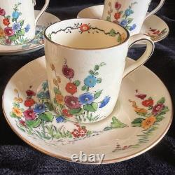 Extensive Vintage Crown Staffordshire Coffee Tea Set Collection 1930s Hollyhocks