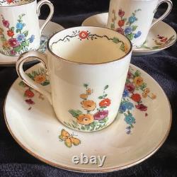 Extensive Vintage Crown Staffordshire Coffee Tea Set Collection 1930s Hollyhocks