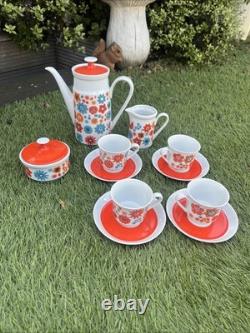 Fabulous Vintage Mid-Century Modern Flower Power Porcelain Coffee / Tea Set