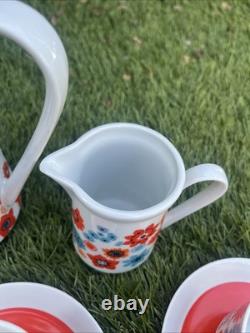 Fabulous Vintage Mid-Century Modern Flower Power Porcelain Coffee / Tea Set