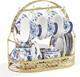 Fanquare 21 Pieces British Vintage Porcelain Tea Set, Blue Floral Ceramic Coffee