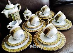 Fantastic Rare 19 Piece Vintage (1960s) West German Gerzit Stoneware Coffee Set