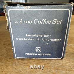 Fidenza vetraria ARNO coffee set. Vintage italian glass coffee set original box