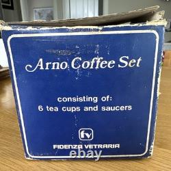 Fidenza vetraria ARNO coffee set. Vintage italian glass coffee set original box