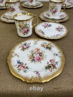 Fine Vintage Hammersley Lady Patricia Teacup Saucers Trios Signed Howard 18p