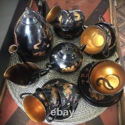 Foo Chow Vintage Dragon Lacquered 32 pcs tea/coffee set. Excellent condition