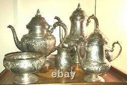Frank M Whiting HAND CHASED Vintage Set of 6 sterling silver Tea/Coffee set