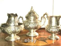 Frank M Whiting HAND CHASED Vintage Set of 6 sterling silver Tea/Coffee set