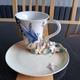Franz Porcelain Vintage Blue Butterfly Coffee & Cake Set By Jen Woo